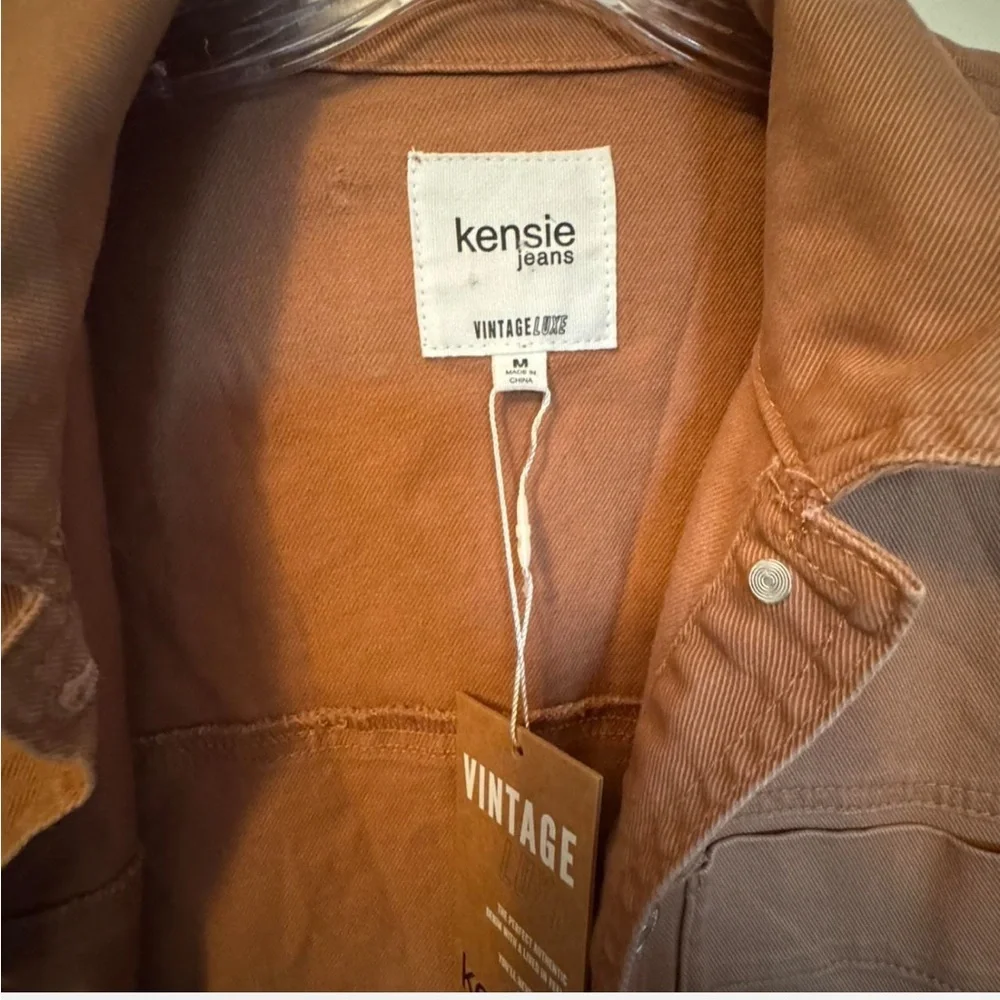 Kensie Vintage Luxe Brown Denim Jacket size medium NWT - Picture 2 of 5